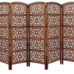 Majestic Carved Wooden Privacy Screen - Brown