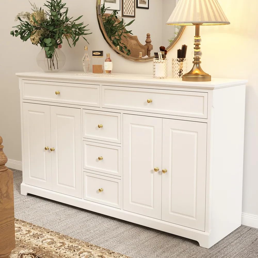 Contemporary Dresser Sideboard for Bedroom or Living Room, Measuring 48" L, 15.7" D, and 33.5" H