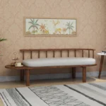 Wooden Bench Seat 2 Seater with Light multi Cotton Canvas Seat