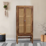 Sheesham 2 Door Tall Cabinet and Sideboard | Elegant Storage Solution with Cane Detailing