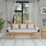 3 Seater Cane Bench | Solid Wood with Cotton Aesthetic craft