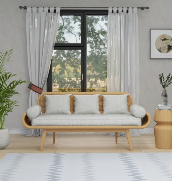 2 Seater Cane Bench in Sheesham Wood Aesthetic craft