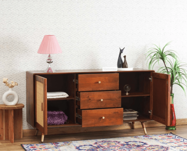 Sideboard with 2 Doors & 3 Drawers Brown Aesthetic craft