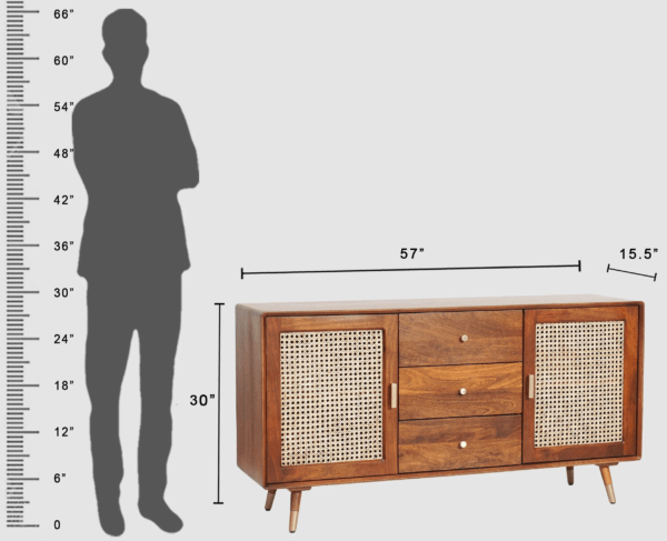 Sideboard with 2 Doors & 3 Drawers Brown Aesthetic craft
