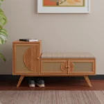 Shoe Rack Storage Bench | Mango Wood & Cane