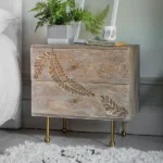 Bedside Drawers | Mango Wood Cabinet with Iron Stand