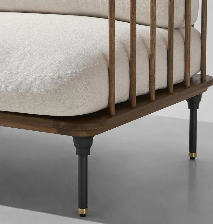 3 Seater Sofa | Mango Wood & Iron Legs | Comfortable Cotton Fabric Aesthetic craft