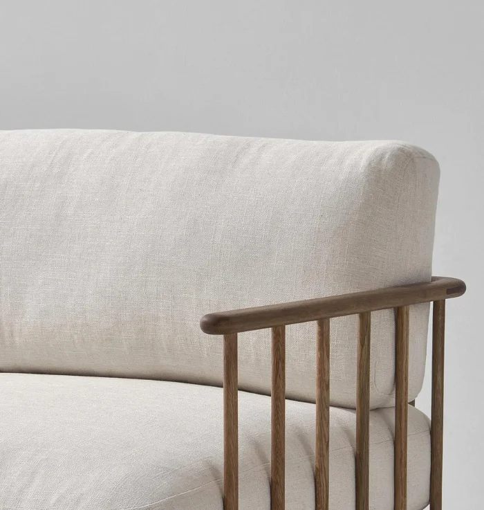 3 Seater Sofa | Mango Wood & Iron Legs | Comfortable Cotton Fabric Aesthetic craft