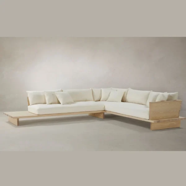 Aesthetic craft Low Seat Sofa | L-Shape Sectional with Solid Wood Frame & Foam Cushions