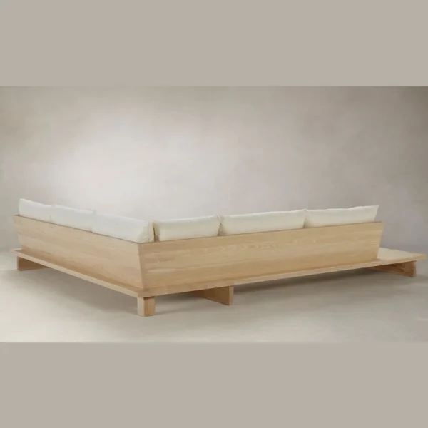 Aesthetic craft Low Seat Sofa | L-Shape Sectional with Solid Wood Frame & Foam Cushions