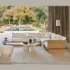 Aesthetic craft Low Seat Sofa | L-Shape Sectional with Solid Wood Frame & Foam Cushions