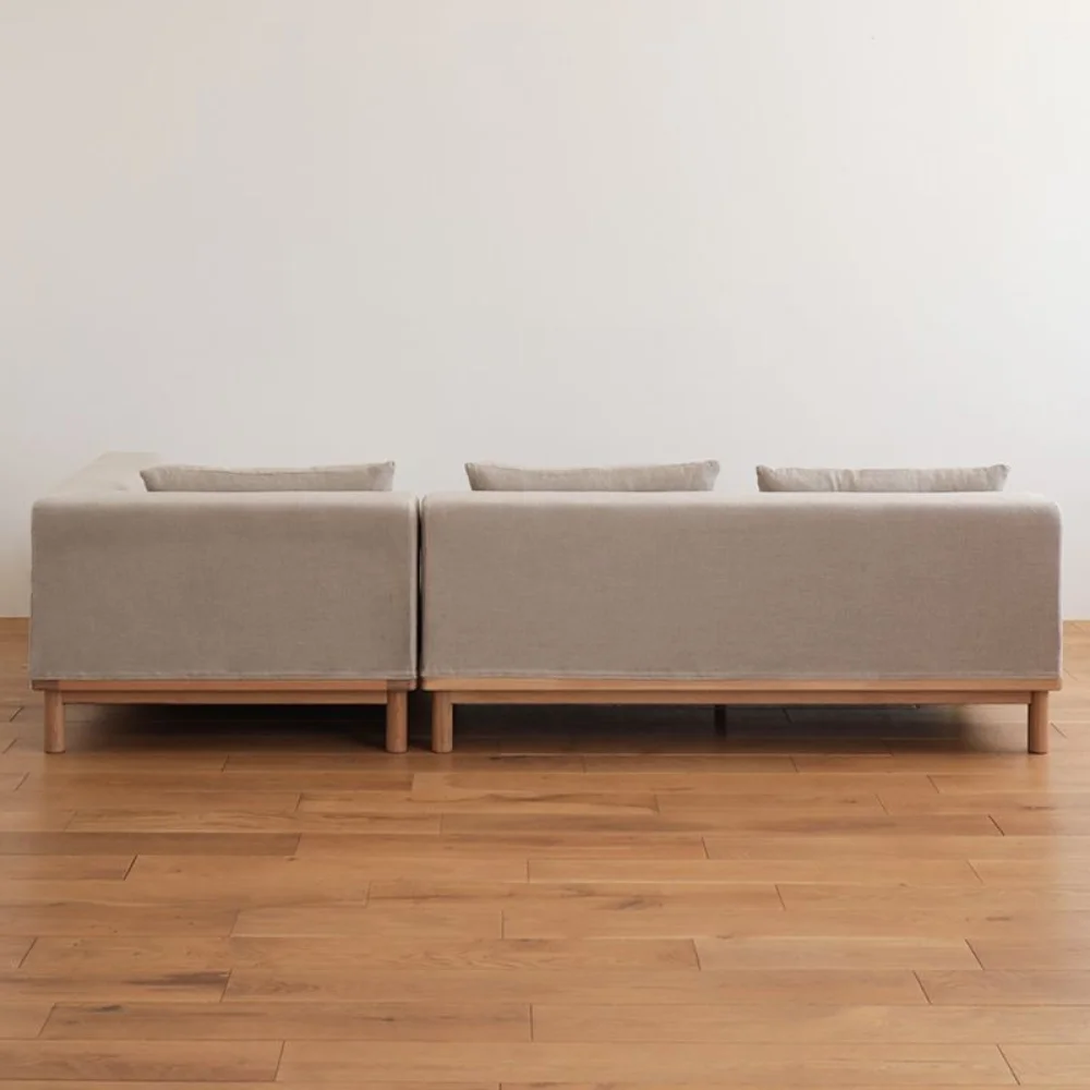 Minimalist L-Shaped Wooden Sofa with Sheesham Wood Frame and High-Density Foam Aesthetic craft Minimalist L-Shaped Wooden Sofa with Sheesham Wood Frame and High-Density Foam Aesthetic craft