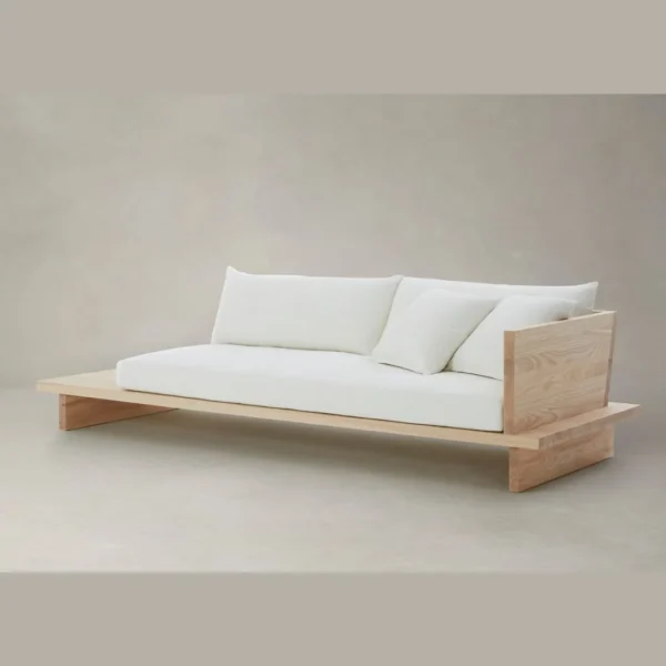 Aesthetic craft Low Seat Sofa | L-Shape Sectional with Solid Wood Frame & Foam Cushions