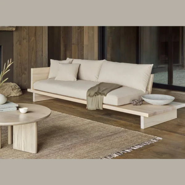 Aesthetic craft Low Seat Sofa | L-Shape Sectional with Solid Wood Frame & Foam Cushions