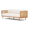 Aesthetic craft Cane-Regal Solid Wood Sofa Set | Handcrafted Acacia Wood & Cane Seating | Velvet Upholstery