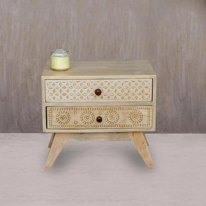 Solid Sheesham Wood Bedside Table | Compact & Stylish Nightstand Aesthetic craft