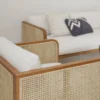 Aesthetic craft Cane-Regal Solid Wood Sofa Set | Handcrafted Acacia Wood & Cane Seating | Velvet Upholstery