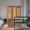 Aesthetic craft Cane Wooden Room Partition | Mango Wood & Cane Divider | Handcrafted Foldable Privacy Screen 4 Panel