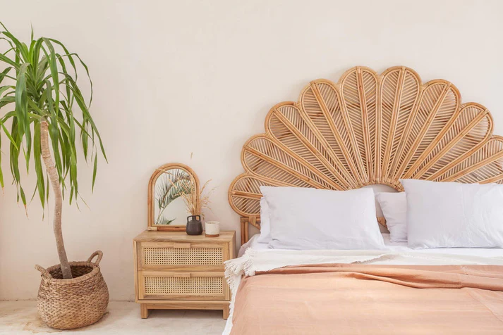 Rustic Rattan Bedside Table | Mango Wood Nightstand with Cane Detailing Aesthetic craft Rustic Rattan Bedside Table | Mango Wood Nightstand with Cane Detailing Aesthetic craft