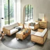 Aesthetic craft Cane-Regal Solid Wood Sofa Set | Handcrafted Acacia Wood & Cane Seating | Velvet Upholstery