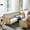 Aesthetic craft Cane-Regal Solid Wood Sofa Set | Handcrafted Acacia Wood & Cane Seating | Velvet Upholstery