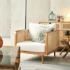 Aesthetic craft Cane-Regal Solid Wood Sofa Set | Handcrafted Acacia Wood & Cane Seating | Velvet Upholstery