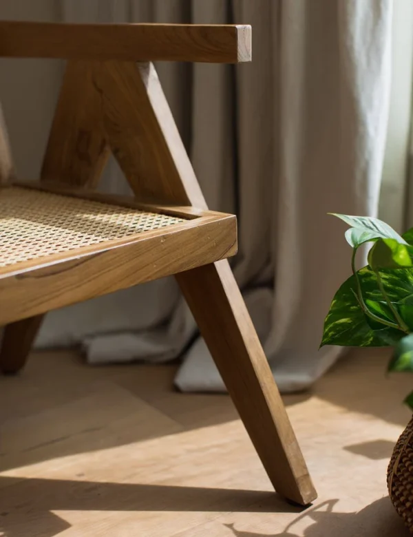 Pearl Arm Chair | Mango Wood Chair with Cane Rattan Seat & Vintage Design Aesthetic craft