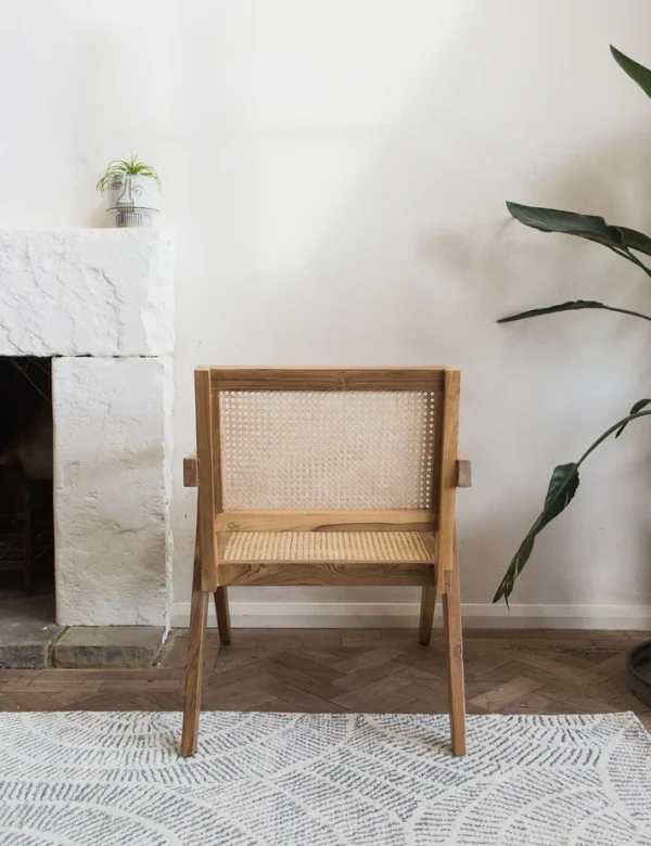 Pearl Arm Chair | Mango Wood Chair with Cane Rattan Seat & Vintage Design Aesthetic craft
