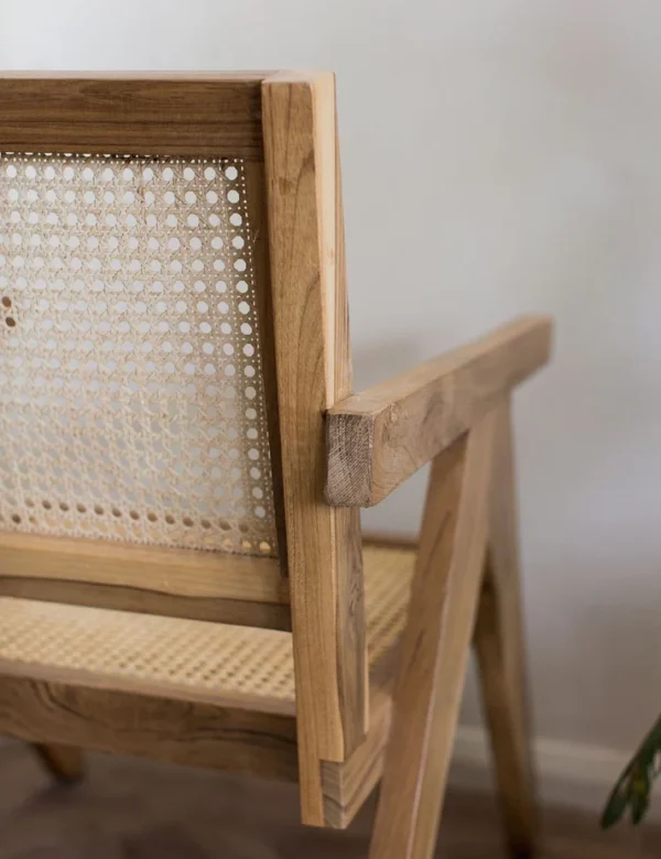 Pearl Arm Chair | Mango Wood Chair with Cane Rattan Seat & Vintage Design Aesthetic craft