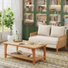 Natural mango wood loveseat and cane coffee table 2-piece set Aestheticcraft