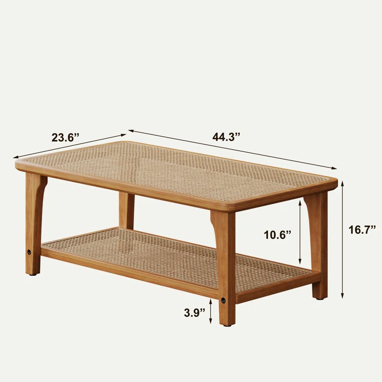 Natural mango wood loveseat and cane coffee table 2-piece set Aestheticcraft