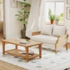 Natural mango wood loveseat and cane coffee table 2-piece set Aestheticcraft