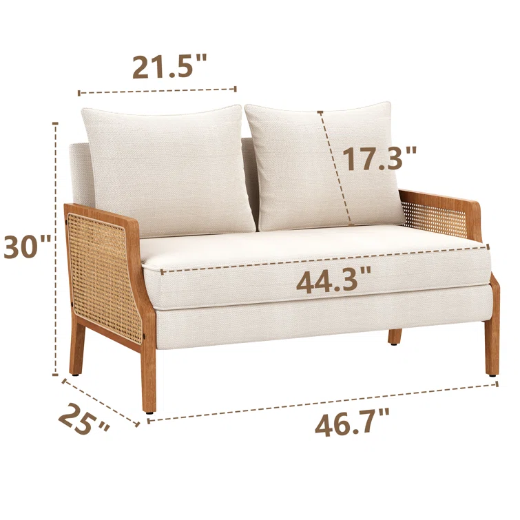 Natural mango wood loveseat and cane coffee table 2-piece set Aestheticcraft
