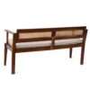 Natural mango wood 3-seater upholstered bench with cane accents Aesthetic craft