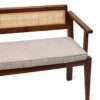 Natural mango wood 3-seater upholstered bench with cane accents Aesthetic craft