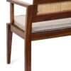 Natural mango wood 3-seater upholstered bench with cane accents Aesthetic craft
