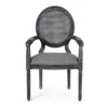 Black 6-person dining table set with wide armchairs and modern styling Aeshteticcraft