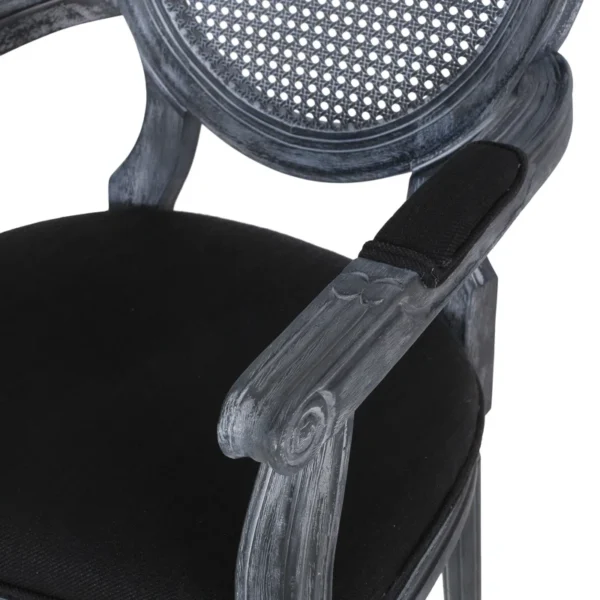 Black 6-person dining table set with wide armchairs and modern styling Aeshteticcraft