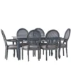 Black 6-person dining table set with wide armchairs and modern styling Aeshteticcraft