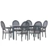 Black 6-person dining table set with wide armchairs and modern styling Aeshteticcraft