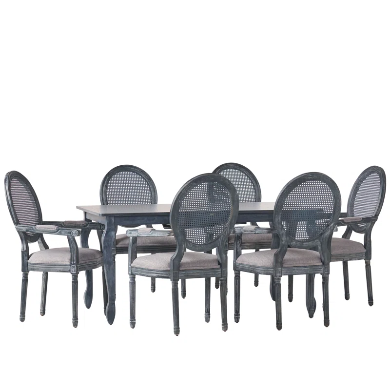 Black 6-person dining table set with wide armchairs and modern styling Aeshteticcraft Black 6-person dining table set with wide armchairs and modern styling Aeshteticcraft