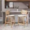 Set of two solid wood counter stools with backrest and contoured seats Aeatheticcraft