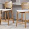 Set of two solid wood counter stools with backrest and contoured seats Aeatheticcraft
