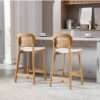 Set of two solid wood counter stools with backrest and contoured seats Aeatheticcraft