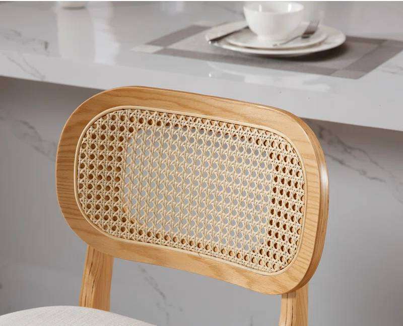 Set of two solid wood counter stools with backrest and contoured seats Aeatheticcraft