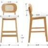 Set of two solid wood counter stools with backrest and contoured seats Aeatheticcraft
