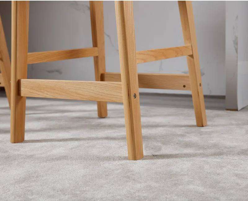 Set of two solid wood counter stools with backrest and contoured seats Aeatheticcraft