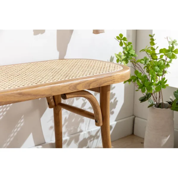 Cane Solid Wood Bench made with mango wood and cane detailing Aesthetic craft