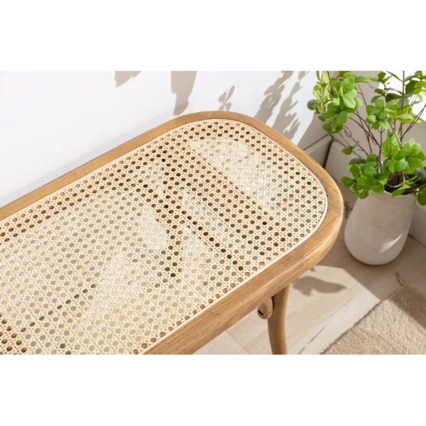 Cane Solid Wood Bench made with mango wood and cane detailing Aesthetic craft