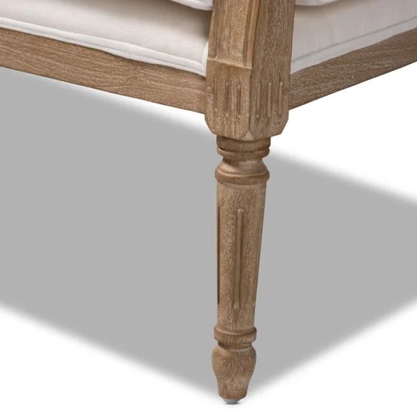 French provincial whitewashed wood armchair with cane back and upholstered seat Aesthetic craft